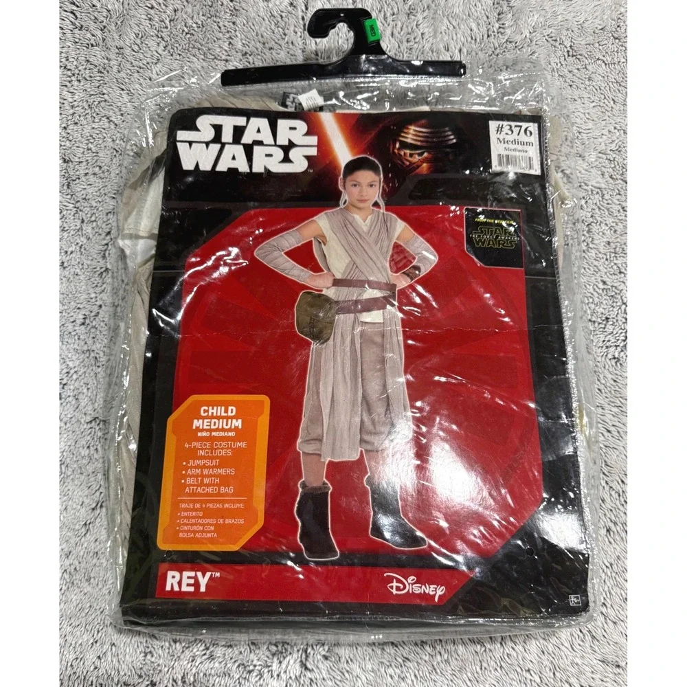 Star Wars Rey Costume The Force Awakens Child Medium 8-10 Disney 4-Piece Set 376